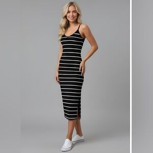 Striped Cami Dress Black & White